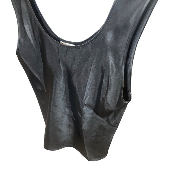 Cinema Etoile Black Satin Sleeveless Shiny Shell Tank Top Sz S - Picture 3 of 9